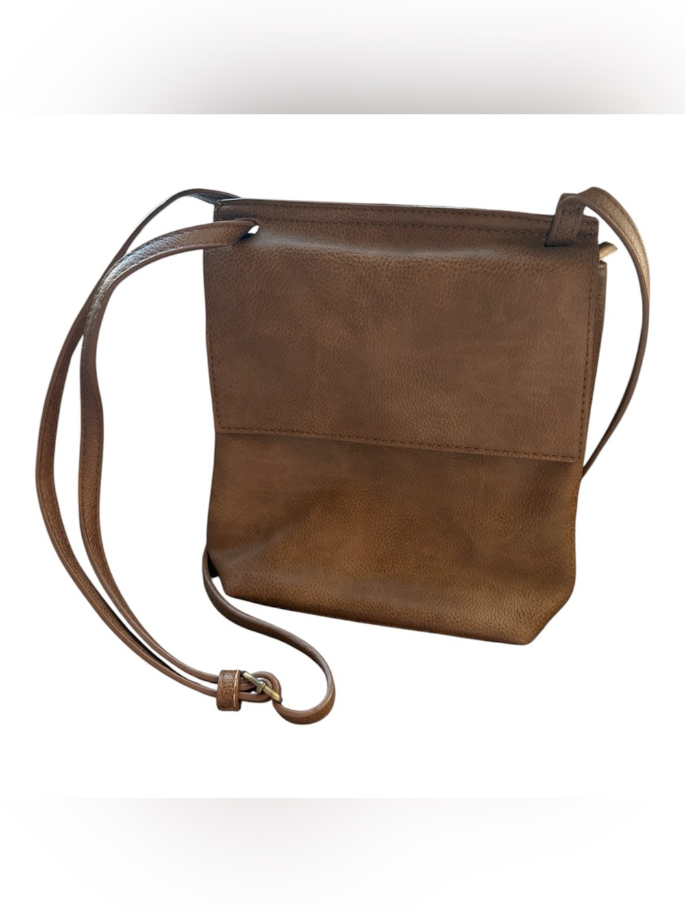 Enjoy Cognac Brown Minimalist Crossbody Bag Floral Lining